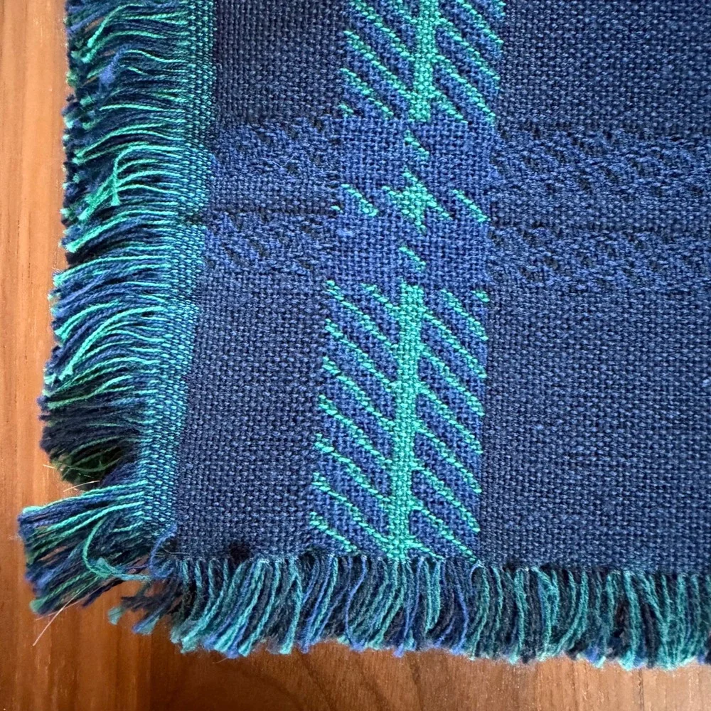 VTG The Rug‎ Barn Placemats Set of 4 Navy Green Blackwatch Plaid Cotton New!
